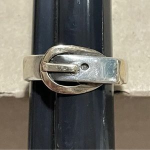 Sterling and 14k Buckle Ring